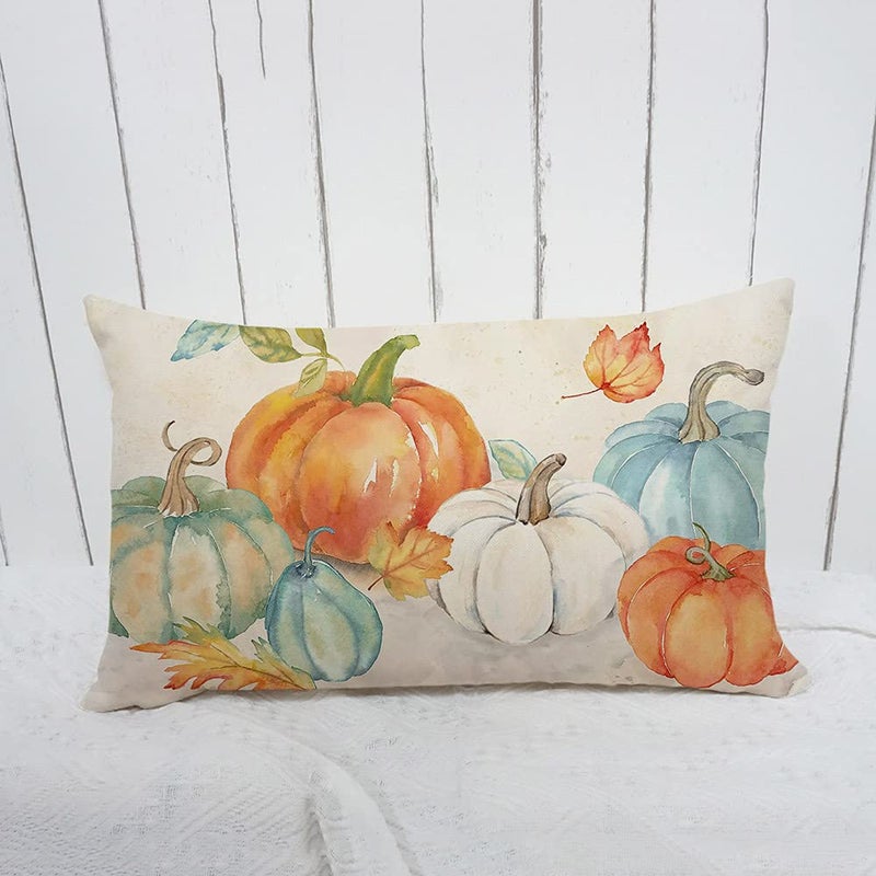 GTEXT Fall Throw Pillow Cover Fall Pumpkins Cuhion Cover Autumn Farm Decor 20x12 inch Outdoor Pillow Cushion,Sofa Fall Pillow Cover - Image 4